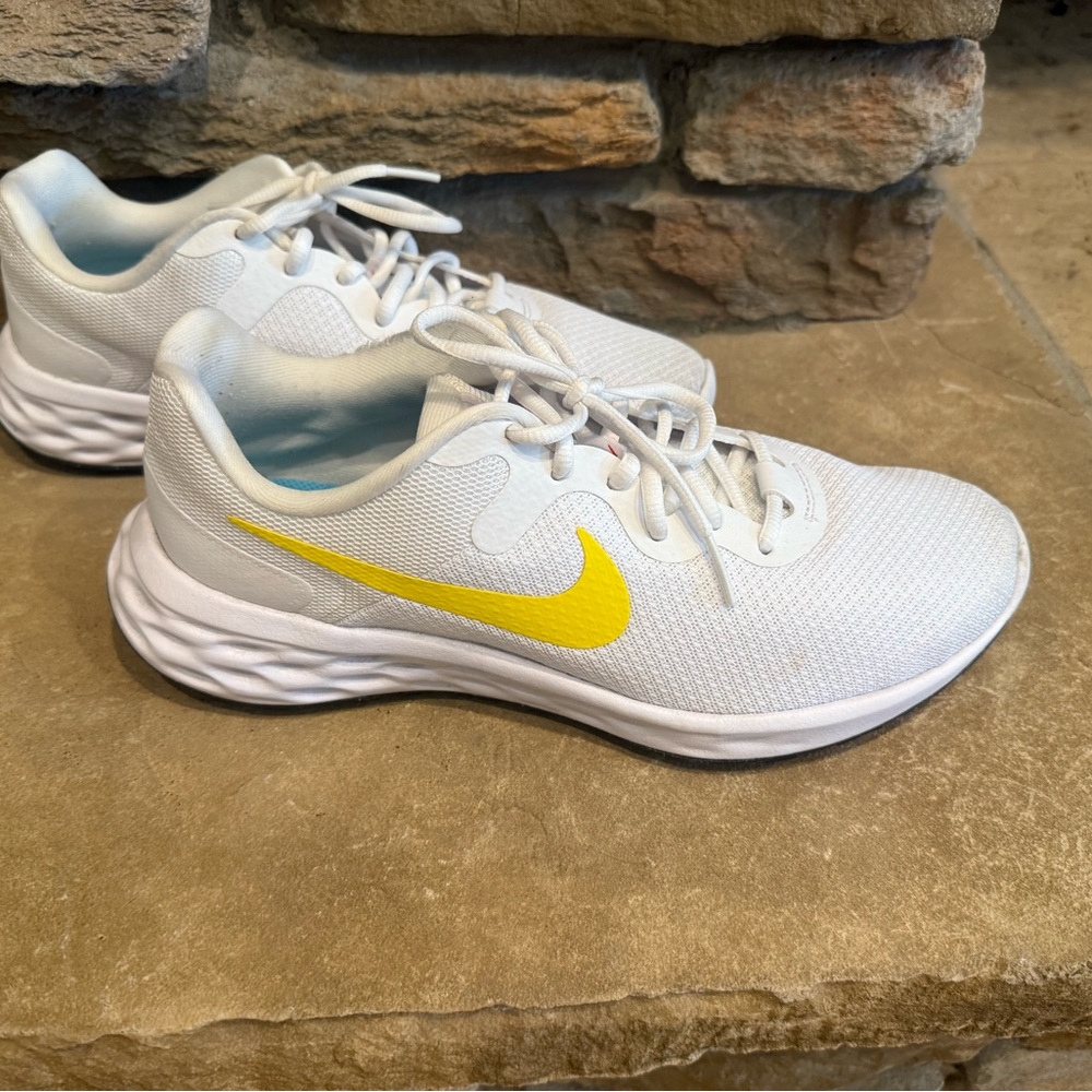 Nike White and Yellow Athletic Shoes